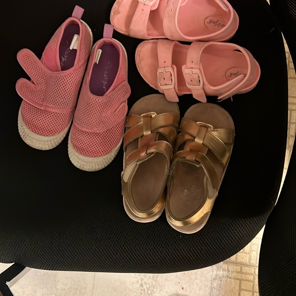 Gold and Pink Kids Shoes - 3 pairs of shoes